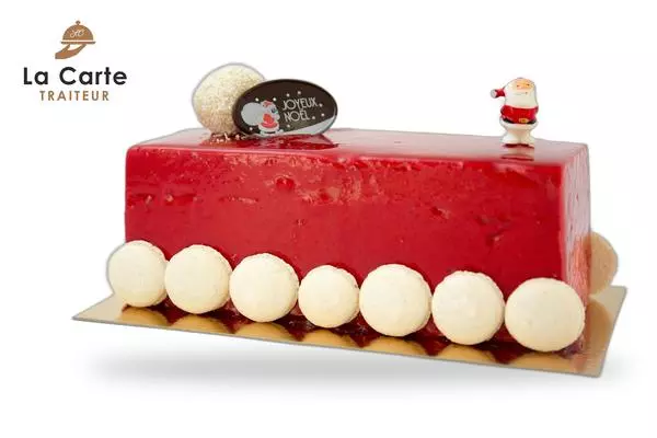 Bûche chocolat blanc & cassis – 10 parts